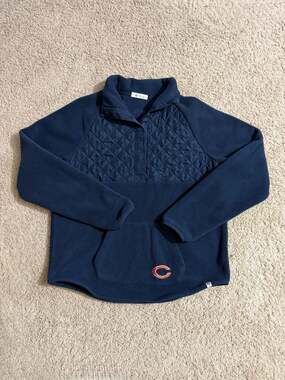 Chicago Bears '47 Women's Navy Vail Quilted Quarter-button up Fleece Pullover